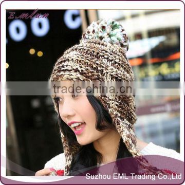 Knitted beanie with bow wholesale