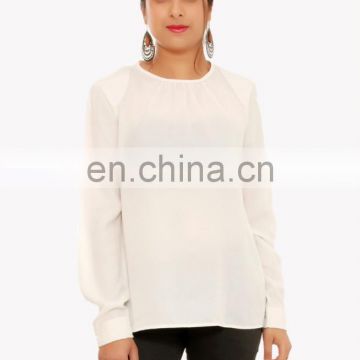 Unique design and beautiful white color long sleeve western top for women manufacturer