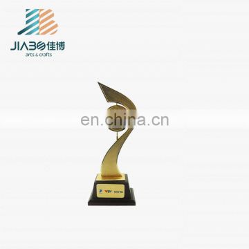 3D ribbon with round plate custom gold plated trophy