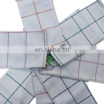 100% cotton plain white with colorful stripe kitchen towel set
