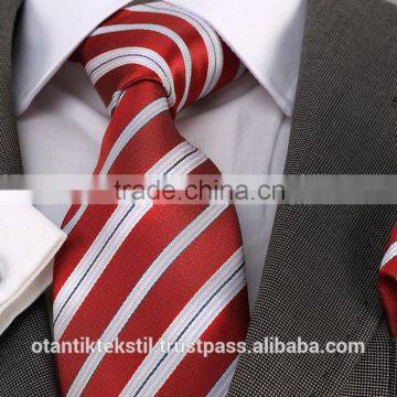 Red Stripe Necktie set, pocket square and cufflink set neck tie, corbata, gravate, krawatte, cravatta, fashion tie