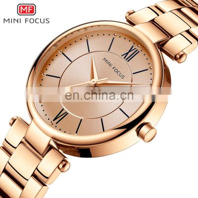 MINI FOCUS 0189L Ladies Quartz Watch Brand Luxury Fashion Women Watches Waterproof Gold Stainless Steel  Wristwatch
