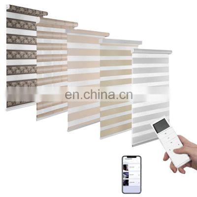 Motorized Electric Zebra Shade Blinds, Motorised Automatic Smart Day and Night Duo Dual Double Layer Zebra Rolling Blinds Shades