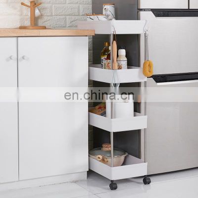 Slide Out Storage Cart Bathroom Trolley Kitchen Rolling Metal Utility Slim Cart With Wheel