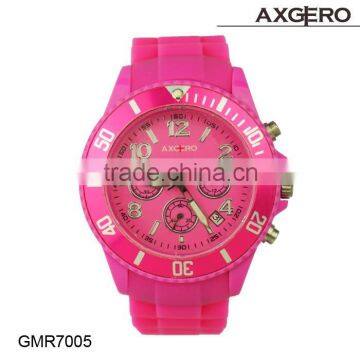 2015 Fashion sports watch, rubber band watch, beautiful lady watch pink