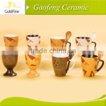 ceramic cup and spoon set