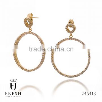 Fashion Gold Plated Earring - 246413 , Wholesale Gold Plated Jewellery, Gold Plated Jewellery Manufacturer, CZ Cubic Zircon AAA