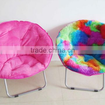 Folding round relax moon chair with corduroy