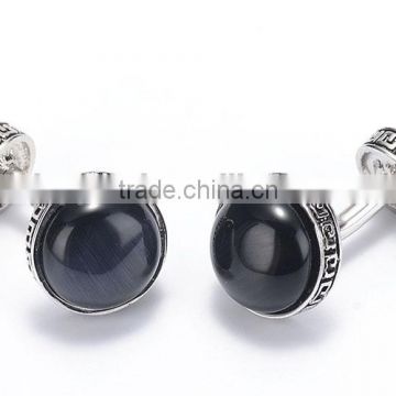 Silvertone studs Featuring Faceted Black Onyx Cufflinks