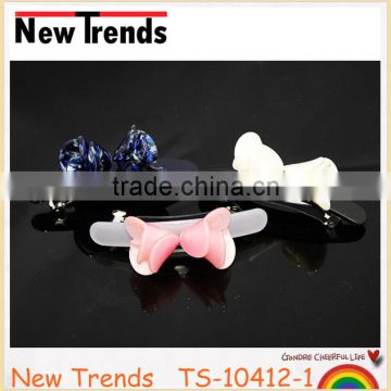 Multi color cellulose acetate flower spring hair clips for young girls