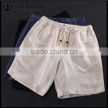2016 New Summer Fashion High Quality Cool Anti-pilling Men Linen Shorts With Beads
