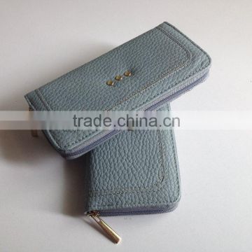 hot sell pu wallets single zipper cut and sewn wallets studs wallets