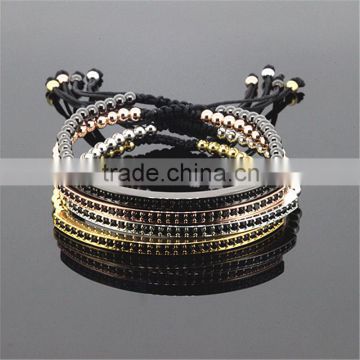 KJL-CZ0070 2016 Famous Brand Anil Arjandas Mens Bangles,Micro Pave Black CZ Beads Leather Bracelets For Men Women High Quality G