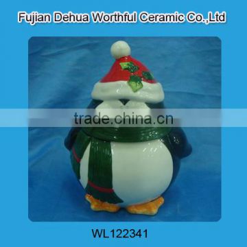 Modern design ceramic christmas containers in penguin shape