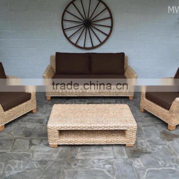 Luxury Water hyacinth Living set Home furniture (acasia wooden fram, water hyacinth handmade woven)