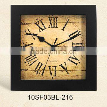 2016 square shape MDF wooden finishing clock (10SF03BL-216)