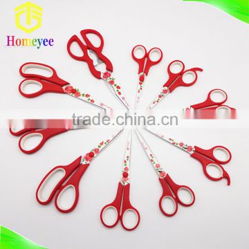 Favorable red handle flower painting office scissors school scissors student scissors paper cutting scissors