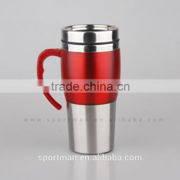 Creative travel auto water mug special cup body design with handle&lid mug customized logo best selling mug in alibaba