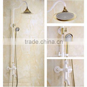New arrival white painting bath&shower faucet set with brass rainfall shower head