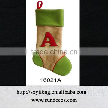 2016 wholesale hot selling handmade christmas stocking for christmas gift bag made in china