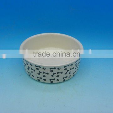 Dolomite 5" Ceramic dog bowl with bone printing
