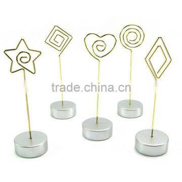 115mm tall wire spiral memo clips with round silver resin base for wedding use ,5 different designs