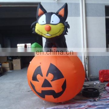 halloween holiday pumpkin with black cat, inflatable pumpkin models for decoration