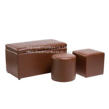 Set of Ottoman Bench,Stools,Leather Chair With Storage-HL6003-1