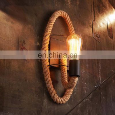 Vintage Indoor Edison Wall Lamps Hemp Rope Cover Loft Wall Lights
