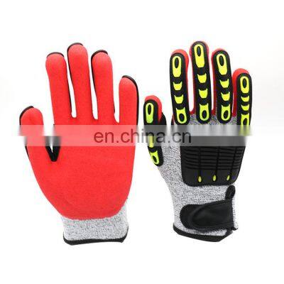 OEM Pink Automotive Mechanics Oil & Gas Industries Safety Impact Drill Work Mechanic Rubber Gloves Custom Logo For Oilfield