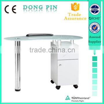 top quality glass top whith spa manicure table with 2 drawers