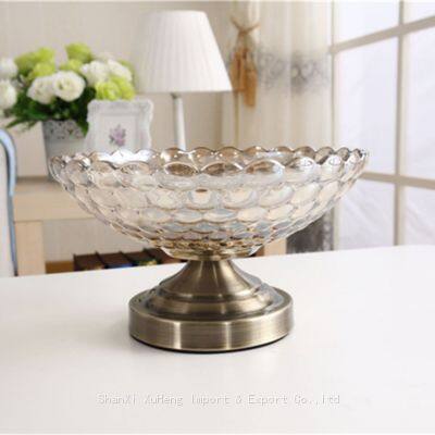 Candy Glass Fruit Cake Dish Set Luxury Gold Frame Serving Dry Fruit Decoration Dried Glass Fruit Tray