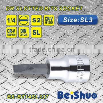 Hot sell 1/4"Dr. S2 material SL3 Slotted Bit Socket Hand tool Screwdriver wrench bit