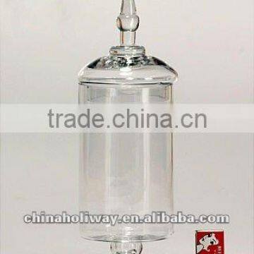 Clear Cylinder Stem Candy Jar With Lid