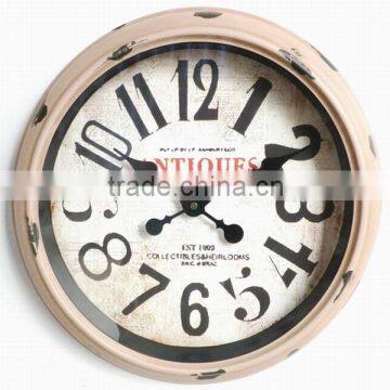 Dia 39 cm Country Style Round Metal Wall Clock, Rustic Wall Clock