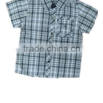 kids turn-down collar short sleeve boys casual plaid shirt