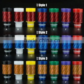 Colorful Wide Hole carbon fiber E-cigarette Drip Tip with various Material