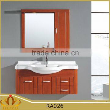Classic Luxury solid wood wall mounted basin bathroom vanity cabinet RA026 With mirror and cabinet