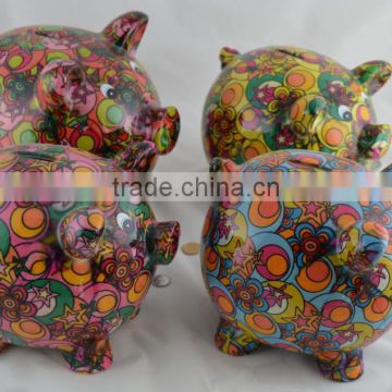 New design ceramic flower painting children's piggy money box
