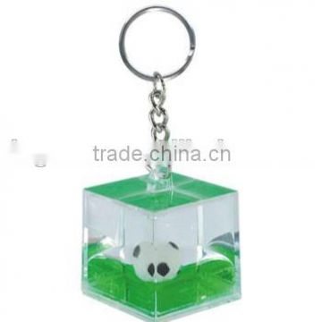 Plastic Cubic Shape Keychain, Acrylic Dice Inside Keychain