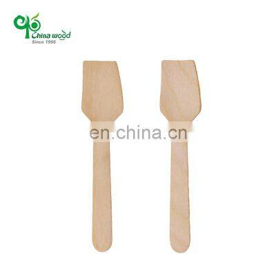 Yada Disposable Compostable Square End Tasting Party Wood Pointed Spoon 95mm Ice Cream Spoons