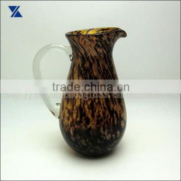 handmade leopard print design glass pitcher