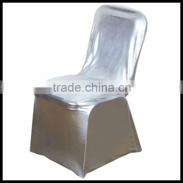 silver color fitted spandex chair cover for banquet party chair decoration
