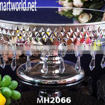 Royal wedding cake stand with acrylic crystal hanging beads;cake stand for wedding cake decoration(MH2066)
