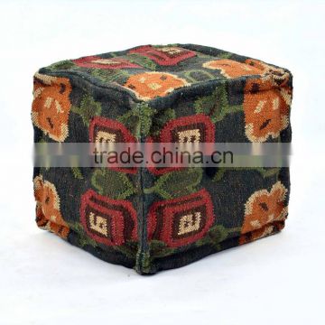 Natural Fibres kilim square pouf ottomans