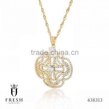 Fashion Gold Plated Necklace - 438313 , Wholesale Gold Plated Jewellery, Gold Plated Jewellery Manufacturer, CZ Cubic Zircon AAA