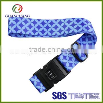 China custom made polyester material adjustable luggage strap with lock scale wholesale