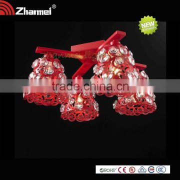 Red Chandelier Modern Crystal Ceiling Lamp