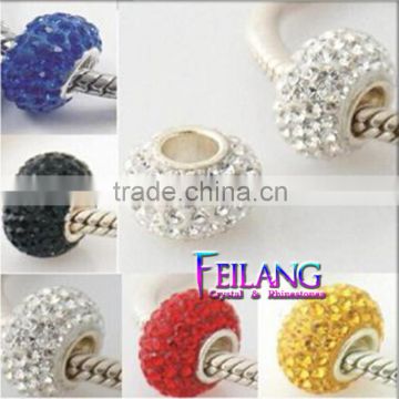 can choose color Mixed Silver Plated Big Hole Crystal European Beads Resin Charm Bracelets Rhinestone