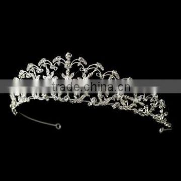 Silver Clear Rhinestone Sun Floral Tiara Headpiece
